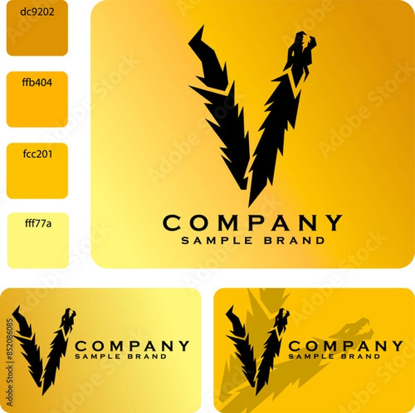 Fototapeta Dragon Logo in the Shape of the Letter V