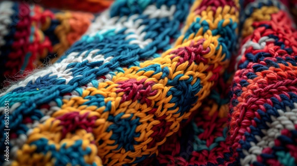 Fototapeta Close-up of colorful braided yarn texture.