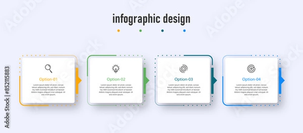 Fototapeta Business infographics template. timeline with 4 steps, options. can be used for workflow diagram, info chart, web design. vector illustration.	