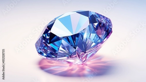 Fototapeta A stunning, multi-faceted gemstone displaying exquisite brilliance and colorful reflections.