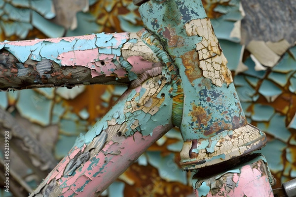 Fototapeta Peeled paint on a vintage bicycle
