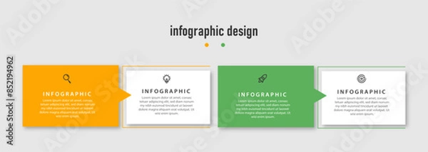 Obraz Modern Business infographics template. timeline with 4 steps, options. can be used for workflow diagram, info chart, web design. vector illustration