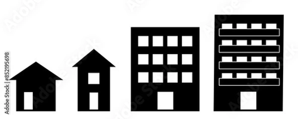Fototapeta 家、ビル、マンションのピクトグラムセット