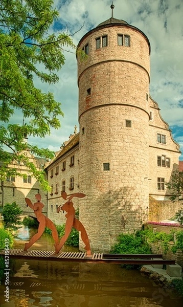 Obraz Schwarzer Turm mit Rathaus von Marktbreit