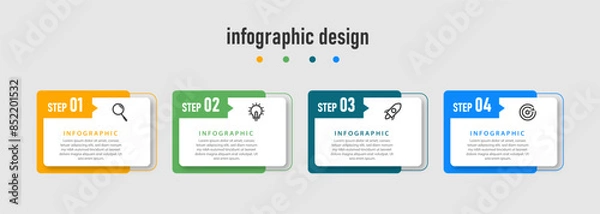 Obraz Business infographics template. timeline with 4 steps, options. can be used for workflow diagram, info chart, web design. vector illustration.