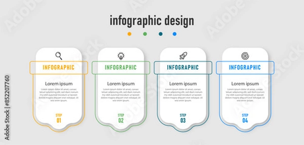 Obraz Business infographics template. timeline with 4 steps, options. can be used for workflow diagram, info chart, web design. vector illustration.