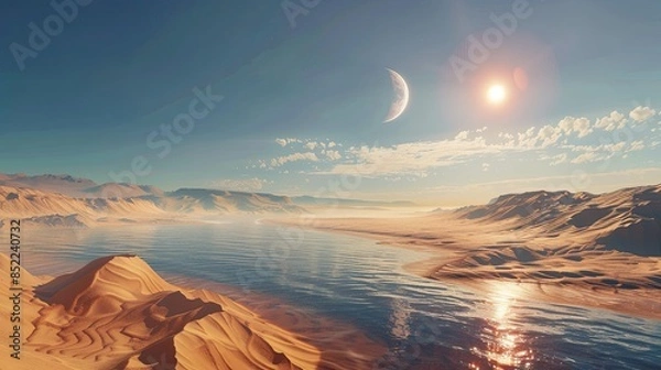 Fototapeta TRAPPIST 1D a potentially habitable exoplanet features a water filled hot desert - 1