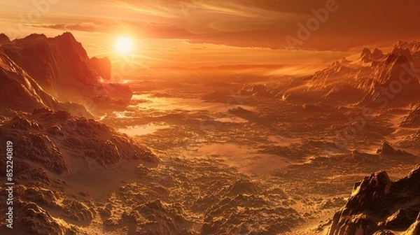 Fototapeta TRAPPIST 1D a potentially habitable exoplanet features a water filled hot desert - 9