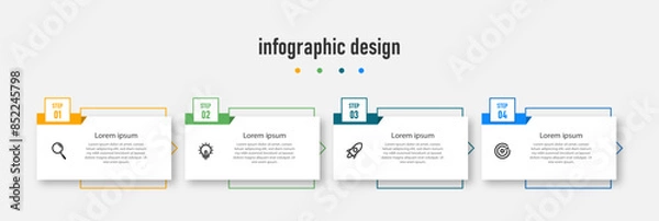 Fototapeta Business infographics template. timeline with 4 steps, options. can be used for workflow diagram, info chart, web design. vector illustration.