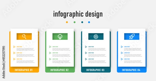 Fototapeta Business infographics template. timeline with 4 steps, options. can be used for workflow diagram, info chart, web design. vector illustration.