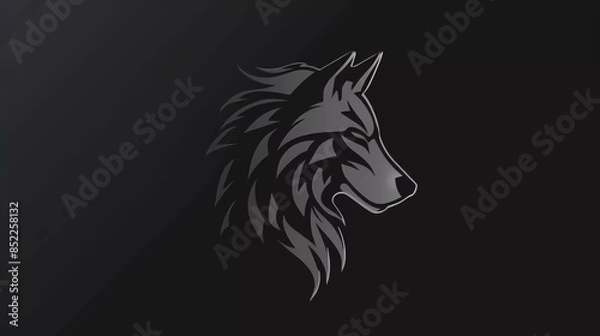 Fototapeta Illustration of a wolf logo on a black background which is very beautiful