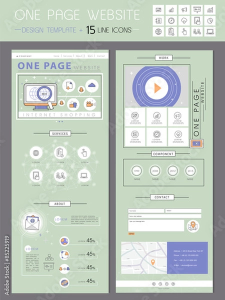 Fototapeta fresh one page website design template