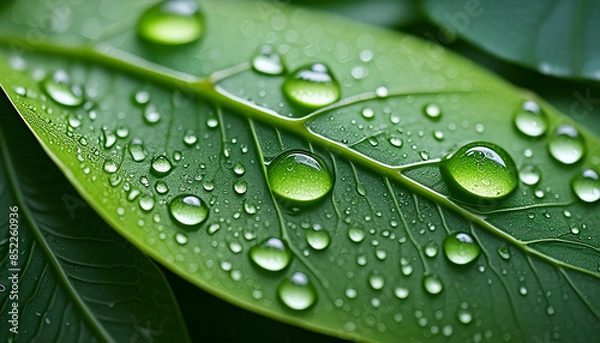 Fototapeta leaf with water drops
