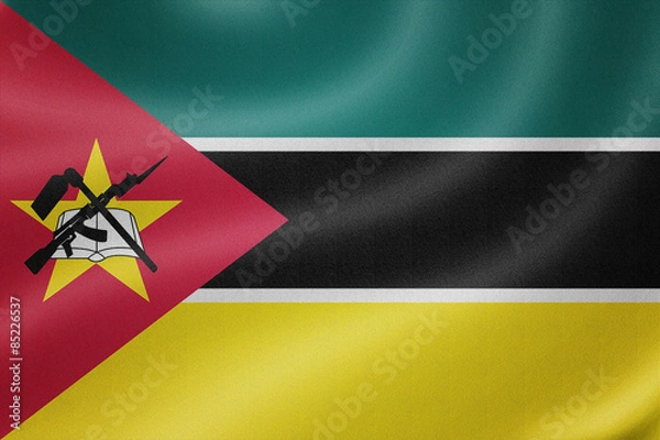 Obraz Mozambique flag on the fabric texture background