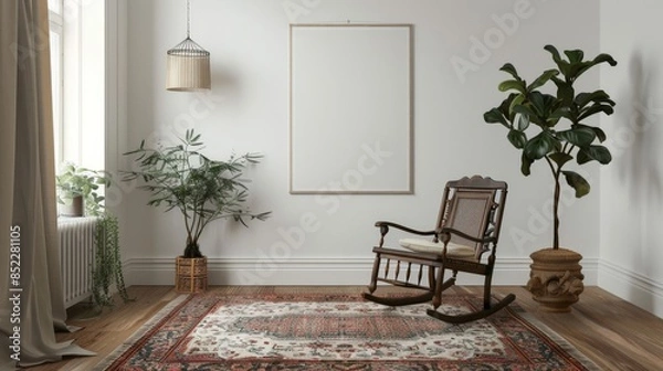 Fototapeta Relaxing Living Room with Rocking Chair