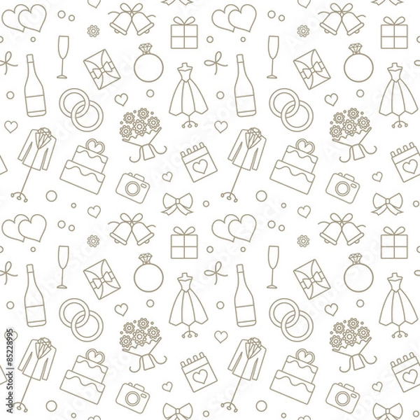 Fototapeta Wedding related vector seamless pattern background 1
