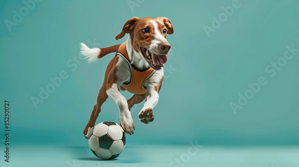 Obraz Dog Playing Soccer with a Happy Expression