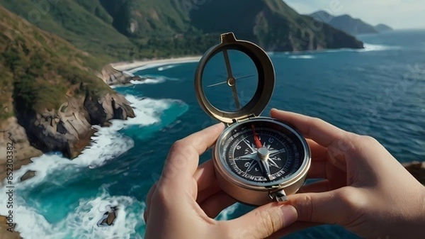 Obraz compass on the sea