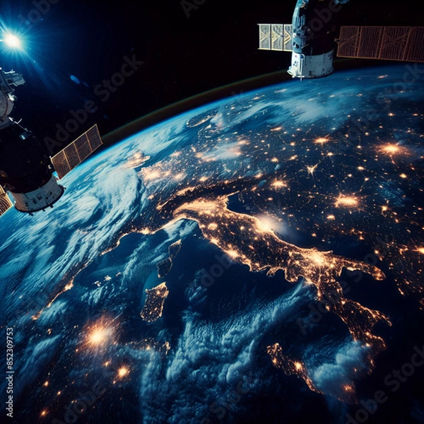 Fototapeta planet earth view from space, space station view	