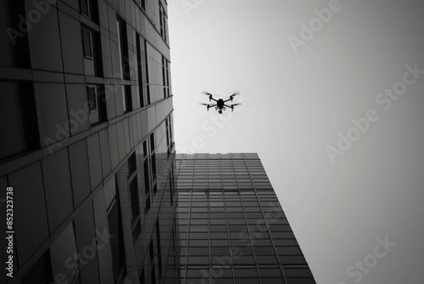 Fototapeta A Drone Flying in Front of a Building

