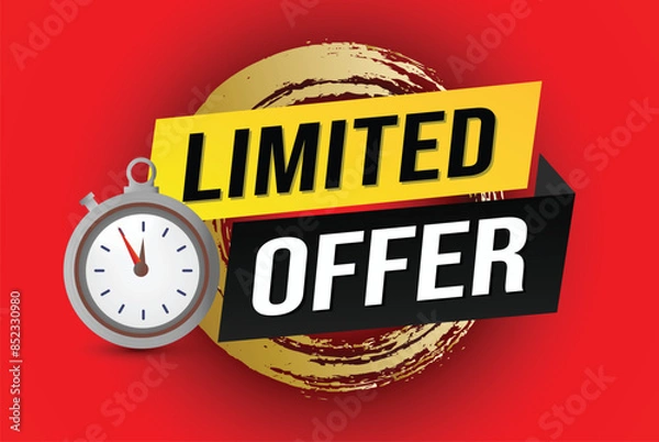 Fototapeta limited offer vector illustration with lines 3d style for social media landing page, template, ui, web, mobile app, poster, banner, flyer, background, gift card, coupon, label, wallpaper

