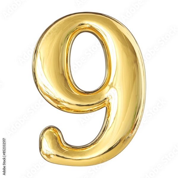 Obraz Gold 3D Number 9