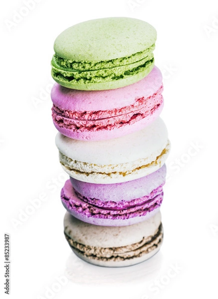 Fototapeta Colorful macaroon stack isolated on white background