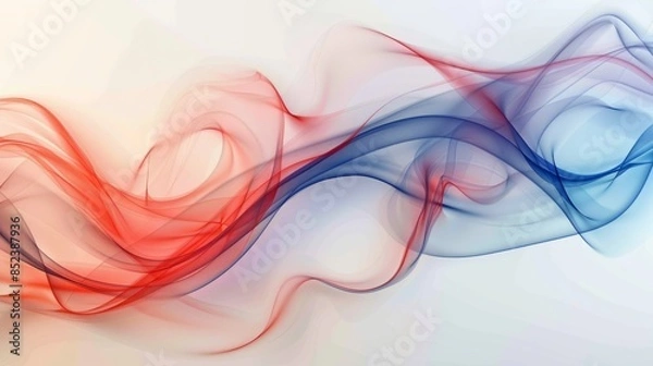 Fototapeta Dynamic Blue and Gradient Red Curves on White Abstract Background hyper realistic 