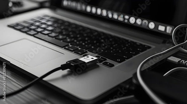 Obraz Laptop power supply charging connection -