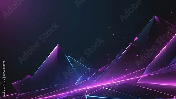 Fototapeta A cityscape with a purple background and a lot of triangles. The triangles are scattered all over the background and the foreground. The cityscape is very abstract and has a futuristic feel to it