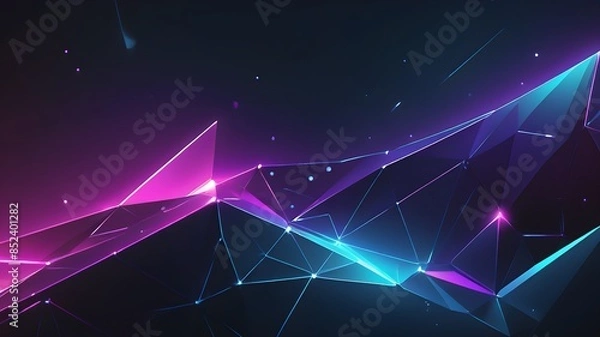 Fototapeta A cityscape with a purple background and a lot of triangles. The triangles are scattered all over the background and the foreground. The cityscape is very abstract and has a futuristic feel to it