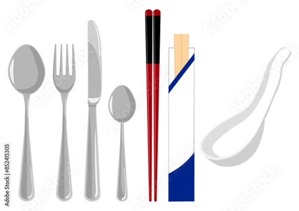 Fototapeta いろんなカトラリーのイラストセット