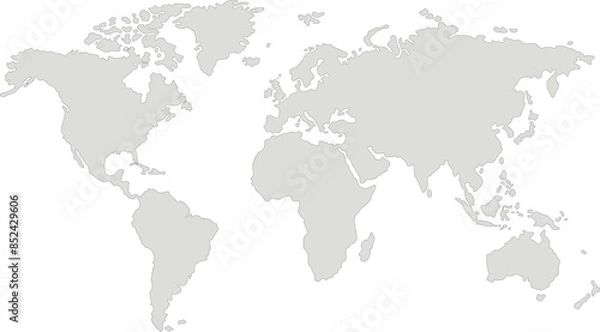 Obraz Detailed world map. Isolated world map. Isolated on white background. Vector illustration.