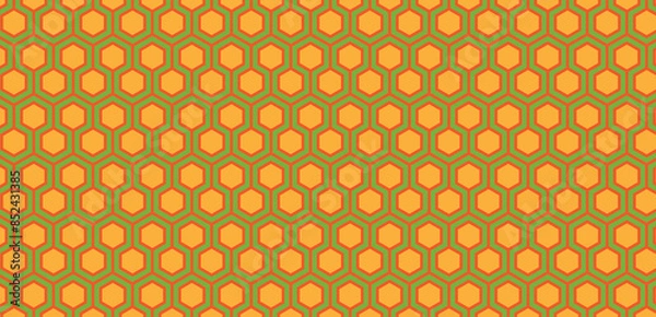 Fototapeta Geometric-hexagon-vector-orange-with-green-background-seamless-pattern-for-design-textiles-or-background-and-wallpaper-png.
