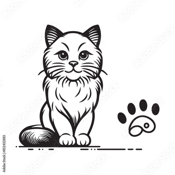 Fototapeta a cute vector silhouette illustration cat