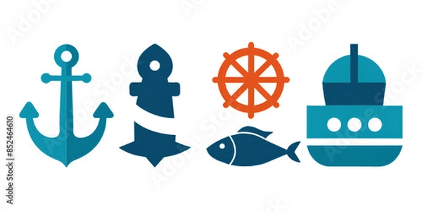 Fototapeta nautical icons vector set