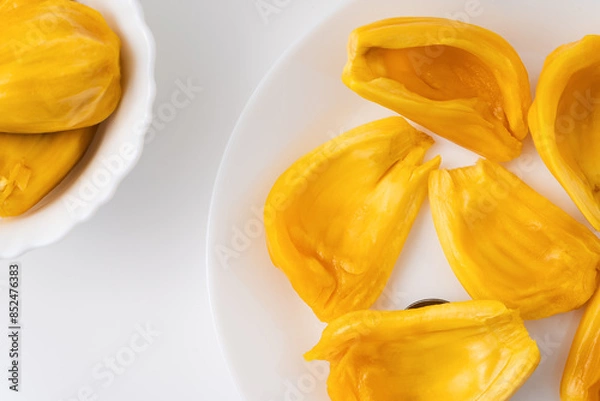 Obraz Jackfruit in a plate on a white backdrop