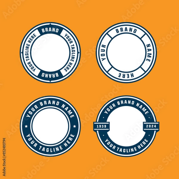 Fototapeta logo badge template with circle layout with text editable for clothing, sport, and apparel