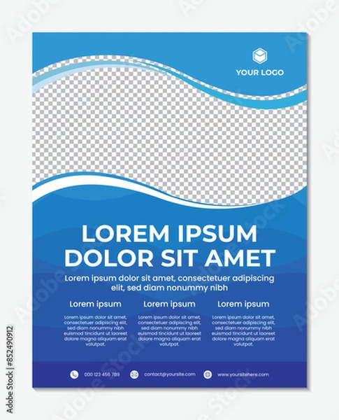 Obraz Modern business design template wave pattern blue background