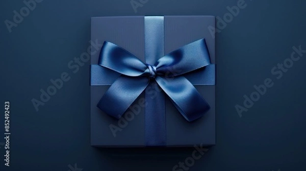 Fototapeta Open gift box on dark background, top view