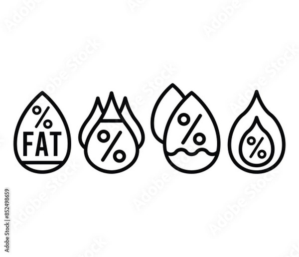 Fototapeta saturated fat icons symbol vector design simple line black white color illustration template 