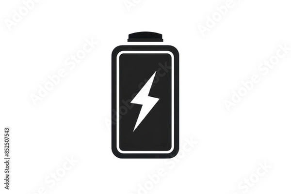 Fototapeta icon of a battery with a lightning bolt, representing energy, power, and charging. Ideal for technology and sustainability themes.