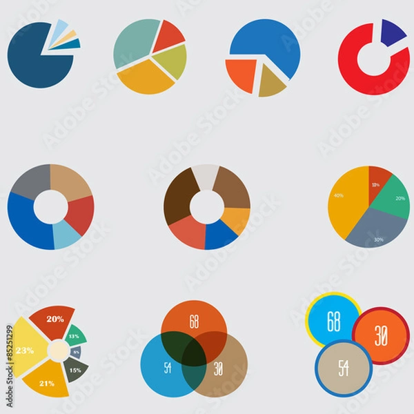 Obraz Infographic Elements, pie chart set icon, business elements and statistics