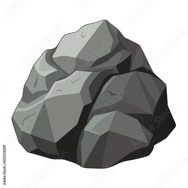 Fototapeta Cartoon illustration of large rock with design keywords on white background