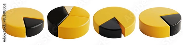 Fototapeta Set of Pie Chart concept for Fintech presentations , ui app icon , isolated on transparent png background. Generative ai