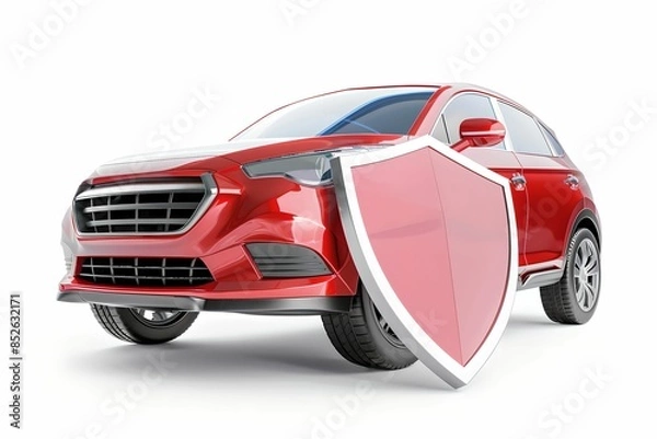 Obraz Shield protecting car automotive insurance, vehicle, protection, security, coverage