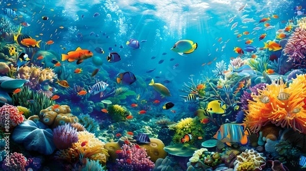 Obraz Coral reef colorful fish marine life underwater ecosystem, vibrant, ocean, nature