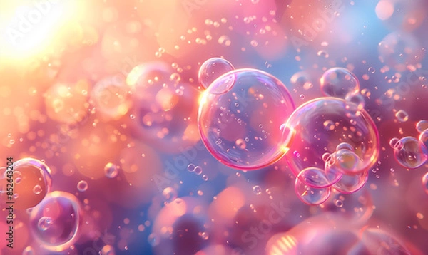 Obraz abstract pink wallpaper with close up soap bubbles 