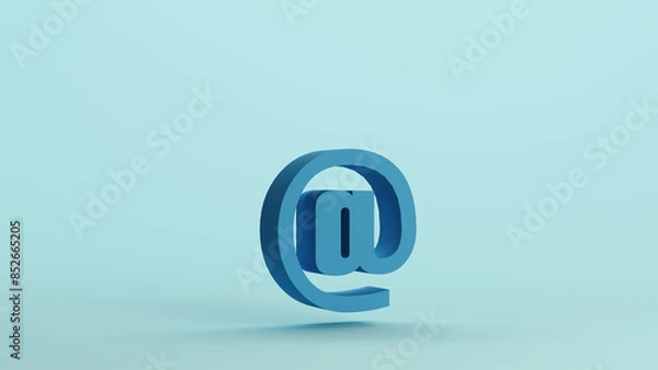 Fototapeta Blue internet at icon email sign business symbol pale background 3d illustration render digital rendering