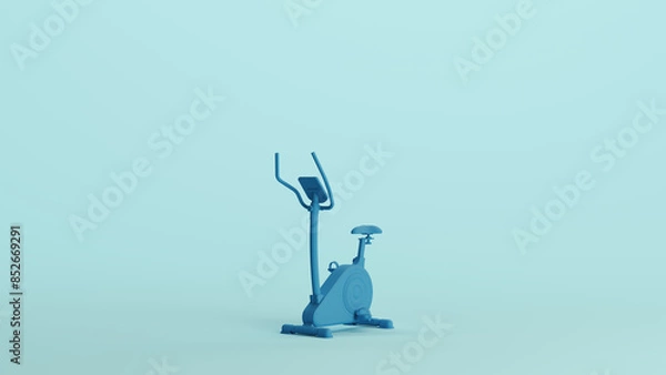 Obraz Blue exercise bike workout equipment gym cycle training pale background 3d illustration render digital rendering